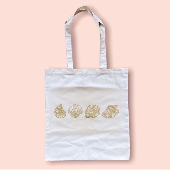 NWT Wool + Pepper Co. Golden Sea Shells Eco-Friendly Reusable Tote Bag - Picture 2 of 3